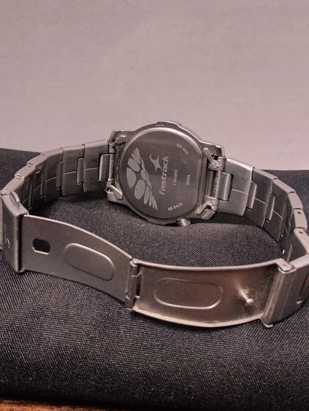 Men’s FastTrack Silver Stainless Steel Analog Watch - Black Dial